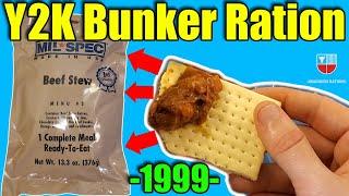 Y2K Survival Ration (1999) "Mil-Spec" MRE Taste Test  Beef Stew Civilian Meal Ready To Eat Review