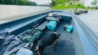 Drava cruising with my new boat - small island below Nard