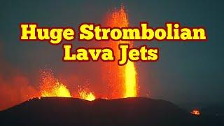 Huge Strombolian Lava Jets, Iceland Volcano Fissure Eruption, Relaxing Inspired Music