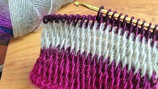 AMAZING  SUPER EASY  CROCHET TUNISIAN STITCH FOR BEGINNERS #knitting #crochet@sara1111