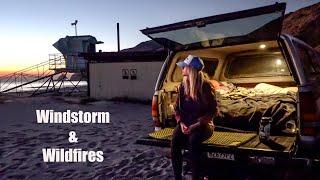 TRUCK CAMPING during a WINDSTORM | Malibu Beach | Point Mugu