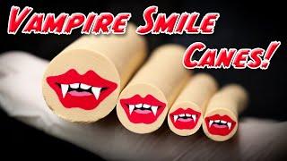 DIY Vampire Fang Smile Polymer clay canes Tutorial