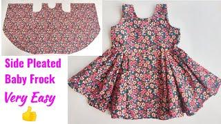 Full Flared Side Pleated Baby frock cutting and stitching | Baby Frock cutting and stitching