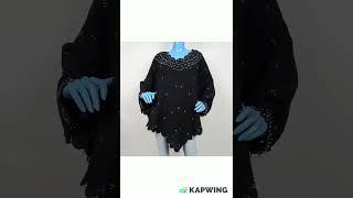 Handknits by Storybook Knits Beaded Poncho Shawl Cape Black Vintage Festival vtg #fashion #vintage