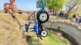 New Holland 3630  4x4 Tractor Jumped in well with 2mb reversible Plough rescue by hydra