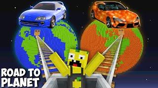 I found ROAD TO TOYOTA SUPRA LAVA PLANET vs WATER PLANET in Minecraft ! SECRET PLANET !