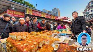 Classic Morning Market in Suburban Chengdu China: Aromatic Cured Meats, Fresh Snacks, Vibrant Scenes