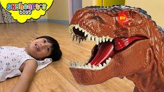 Mighty Megasaur trex vs. Surprise Eggs - Skyheart Dinosaur toys for kids roar electronic