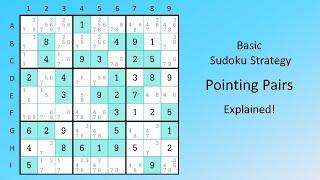 Basic Sudoku Strategy Pointing Pairs Explained