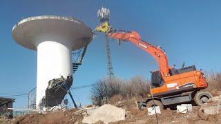 Amazing Dangerous Building And Silo Demolition Excavator Heavy Equipment Collapse Skills