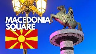  Walking Around Macedonia Square, Skopje, North Macedonia / Hotel Bonbon Skopje [4K]