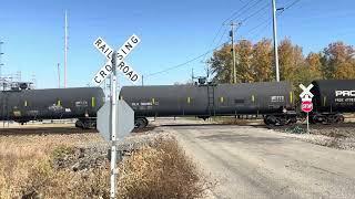 A truck almost gets hit by L46 as it Departs Goodman yard in Marion,IN filmed October 21th 2024