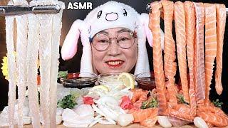 ASMR MUKBANG 연어국수 vs 광어국수 리얼사운드 먹방!! VERY FRESH SALMON, FLOUNDER SASHIMI EATING SOUNDS!! サーモン cá hồi