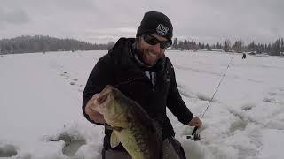 Ice fishing Hauser Lake Idaho Big Bass 2019