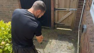 Satisfying process of pressure washing a filthy green-stained patio || WooGlobe