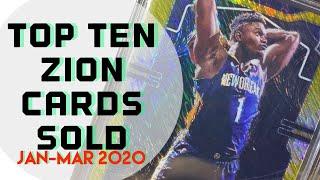 Zion Williamson - Top Ten - Cards Sold - Jan-Feb 2020