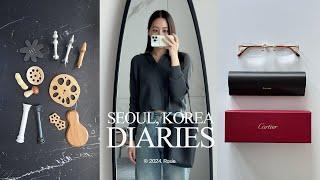 living alone diaries: 커트러리&조리도구 추천, 가을템 언박싱(까르띠에 안경테,더로우 파크백,브루넬로쿠치넬리), 실버버튼 언박싱, 롯데호텔 망고케이크