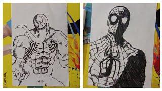 Spider man X Venom/ Lenticular Art/Inspired by Wadi Art/Daily Arts/Drawing/