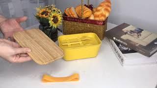 Double lunch box with knife and fork