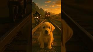 Puppy on Train Tracks: Motorbike Rider's Daring Rescue!
