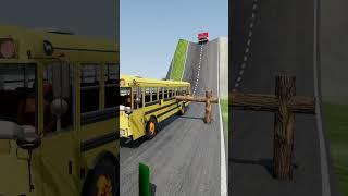 Mixed Colours Buses vs Logs Trap - BeamNG.drive