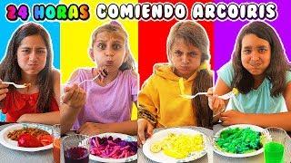 24 HORAS COMIENDO ARCOÍRIS - Mimi Land reto comida rosa, azul, verde por un día!