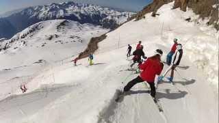 Descente ski alpe d'huez par tunnel 3330m à 1840m