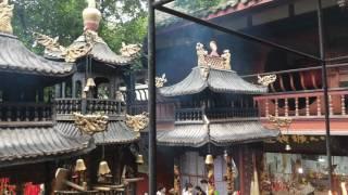 Red candles burning at Taoist Templet at Mt  Qingcheng, Chengdu, Sichuan, China, 2017-05-23