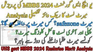 UHS GOVT MBBS 2024 PROVISIONAL LIST RANKWISE MERIT ANALYSIS | SAFEZONE | 1ST AND LAST LIST MERIT