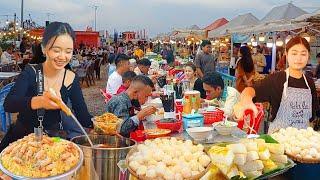 Amazing! Best Street Food in Cambodia Night Market - Dessert, Seafood, Shrimp, Noodles, Beef & More