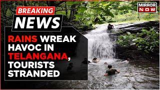 Breaking News | Heavy Rains Lash Telangana | Tourists Stranded At Mulugu Waterfalls | Latest Updates