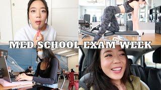 Med School Exam Week VLOG | 미국 의대생의 시험주간 브이로그 | chit chat grwm, workout routine, study with me