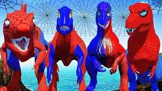 Spiderman Dinosaurs vs 4 Different Dinosaur Types Epic Battle | Dino Heroes Showdown