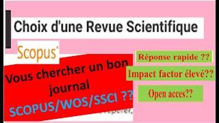 Choisir rapidement une revue scientifique  indexée dans SCOPUS/SSCI pour publier son article