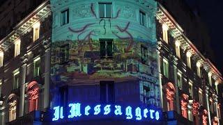 Roma, Il palazzo de Il Messaggero si illumina per le feste e il Giubileo