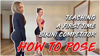 Teaching a first time NPC Bikini Bodybuilder how to pose || Coach Kiki McClellan IFBB Bikini Pro