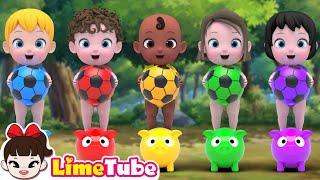 Bolas Coloridas + Cinco Macaquinhos Pulando na Cama ️| Aprenda e Cante Canções Infantis | LimeTube