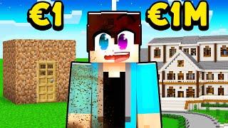 €1 vs 1.000.000 Minecraft Huis Bouw Challenge!