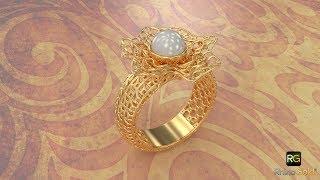 RhinoGold - Pearl Ring with filigree (Speed Modeling)