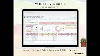 monthly budget planner, income, expense, bills, savings, debt tracker #googlesheets #budgeting