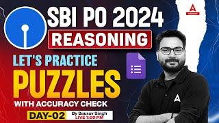 SBI PO Reasoning 2024 | Reasoning Puzzles with Accuracy Check Day-2 | By Saurav Singh