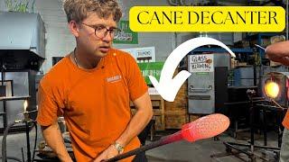 Glass Blowing: How to pull colored glass cane and make a decanter