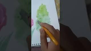 Tree drawing with flat brush #painting #shortvideo #watercolor