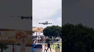 The Queen lands in style on runway 24R at Los Angeles International Airport