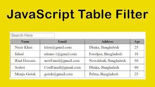 JavaScript Filter Table Row Single And Multiple Columns