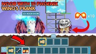 Noob with 10 Phoenix Wings Prank! - Growtopia