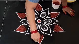 simple rangoli design || daily muggulu || easy rangoli || small beautiful kolam