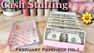 CASH STUFFING FEBRUARY 2025 PAYCHECK NO1 | #cashenvelopesystem  #cashbudgetingmethod