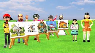 Scary Teacher 3D vs Squid Game Help Squid Game Girl Finish Drawing The House 5 Time Challenge