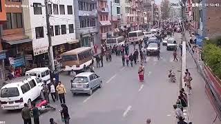 Nepal Earthquake 2015 CCTV video From Teaching Hospital Gate 2 Kathmandu - when big temblor struck